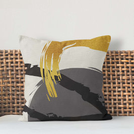 Cojín Decorativo Pinceles modernos - Oro, gris y negro
