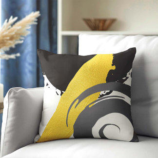 Cojín Decorativo Pinceles modernos - Oro, gris y negro