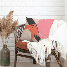 Cojín Decorativo Pinceles modernos - rosa, rosa y negro en beige