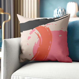 Cojín Decorativo Pinceles modernos - rosa, rosa y negro en beige