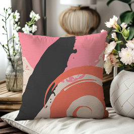 Cojín Decorativo Pinceles modernos - rosa, rosa y negro en beige