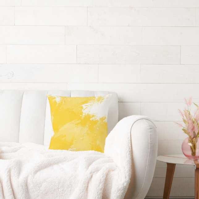 Cojín Decorativo Pinceles modernos y blancos amarillos (Sofá)