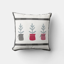 Cojín Decorativo Pine Tree Black Red Holiday Country Plage