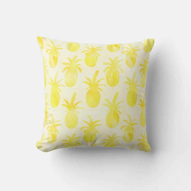 Cojín Decorativo Pineapple acuarela amarillo (Anverso)