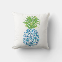 Cojín Decorativo Pineapple Chinoiserie Blue White Preppy