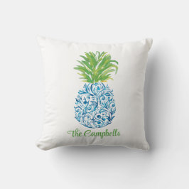 Cojín Decorativo Pineapple Chinoiserie Blue White Preppy Name