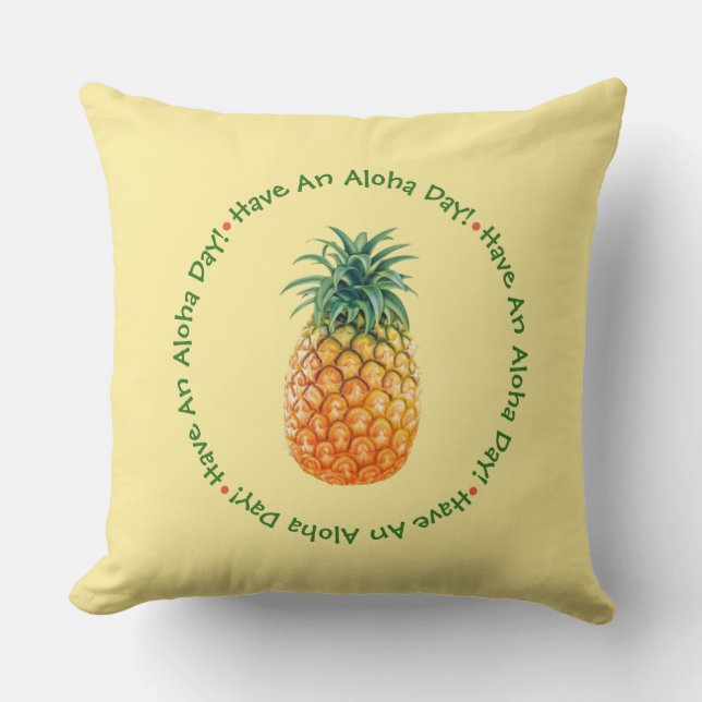 Cojín Decorativo Pineapple De Día De Aloha (Anverso)