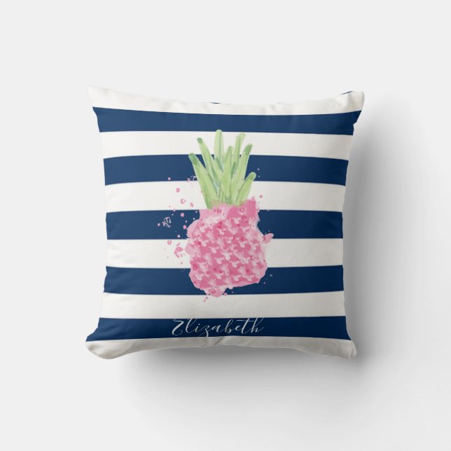 Cojín Decorativo Pineapple Tropical, Navy Blue Strike (Anverso)