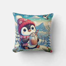 Cojín Decorativo Pingüino acogedor de invierno
