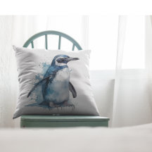 Pingüino acuarela azul ártico
