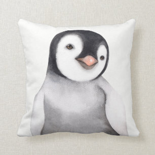 Cojín Decorativo Pingüino Acuarela Pequeño y Lindo Personalizado