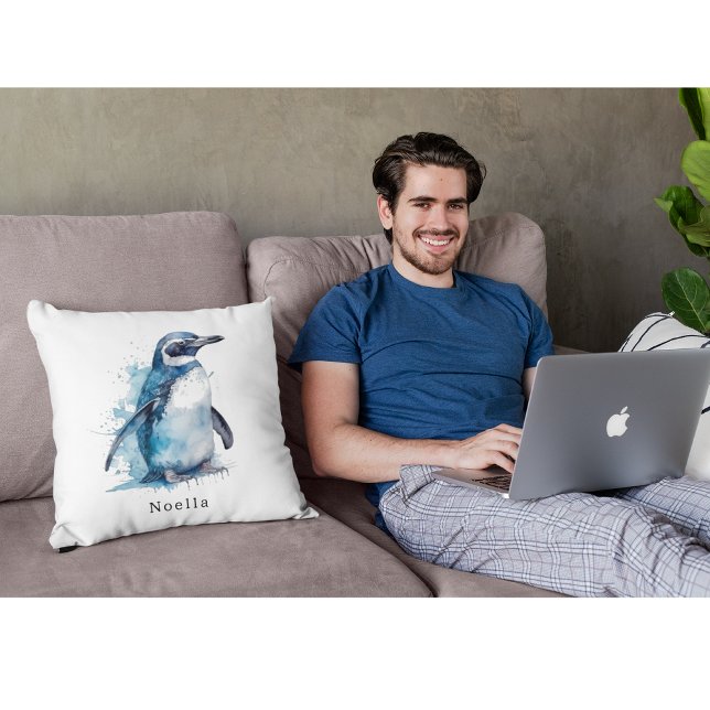 Cojín Decorativo Pingüino acuático de Azure ártico, personalizado (Subido por el creador)