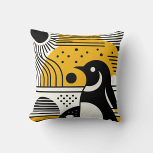 Cojín Decorativo Pingüino Bauhaus Amarillo Sunshine con retro