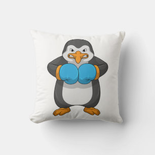 Cojín Decorativo Pingüino boxeando con guantes de boxeo