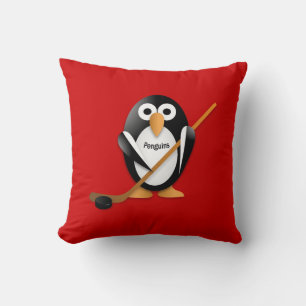 Cojín Decorativo Pingüino con bastón de hockey
