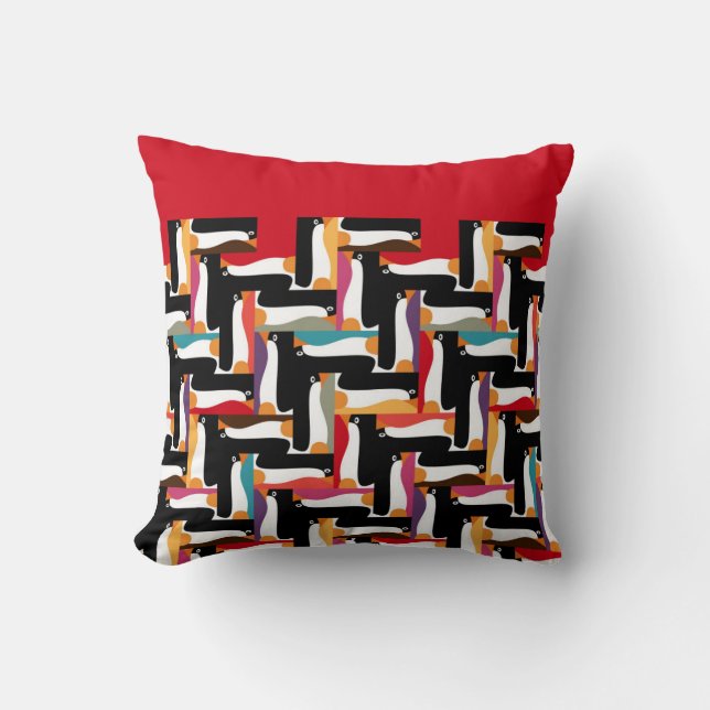 Cojín Decorativo pingüino de arenque rojo (Anverso)