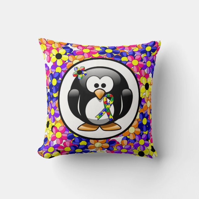 Cojín Decorativo Pingüino De Cinta De Rompecabezas (Anverso)