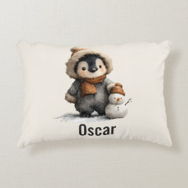 Cojín Decorativo Pingüino de invierno con diseño de muñeco de nieve