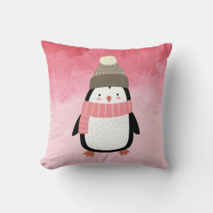 Cojín Decorativo Pingüino de invierno festivo