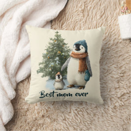 Cojín Decorativo Pingüino de invierno personalizado “Mejor mamá del