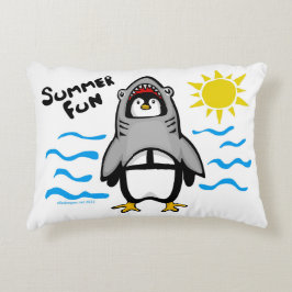 Cojín Decorativo Pingüino de tiburón divertido de verano