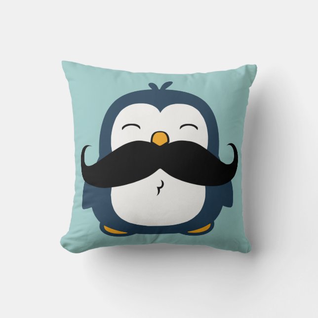 Cojín Decorativo Pingüino del bigote (Anverso)