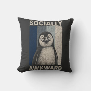 Cojín Decorativo Pinguino Divertido y Socialmente Torpe Humor Retro