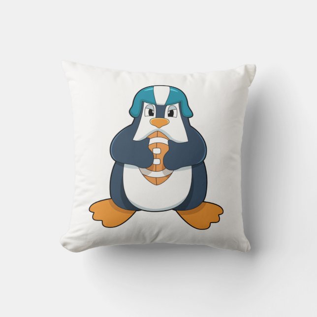 Cojín Decorativo Pingüino en deportes de fútbol (Anverso)