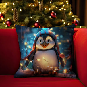 Cojín Decorativo Pingüino En El Espíritu De Los Navidades