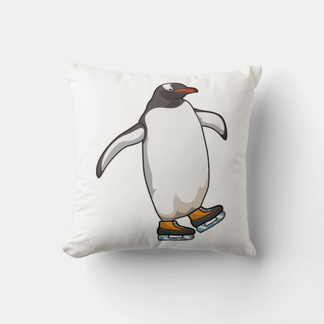 Cojín Decorativo Pingüino en patinaje sobre hielo con patines de hi (Anverso)