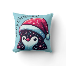 Cojín decorativo Pingüino Galaxy | Decoración cósm