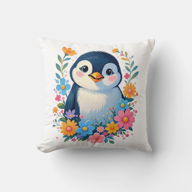 Cojín Decorativo pingüino lindo (Anverso)