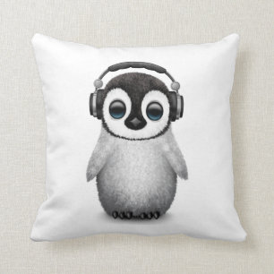 Cojín Decorativo Pingüino lindo adaptable DJ del bebé con los