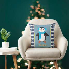 Cojín Decorativo Pingüino lindo con acentos argelistas
