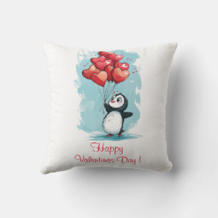 Cojín Decorativo pingüino lindo en el amor de el día de San Valentí