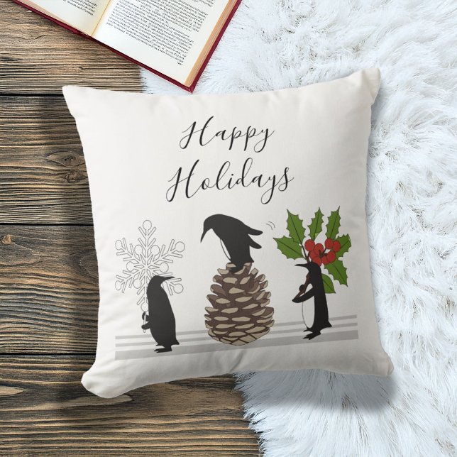 Cojín Decorativo Pingüino Navidades graciosos y personalizados (Subido por el creador)