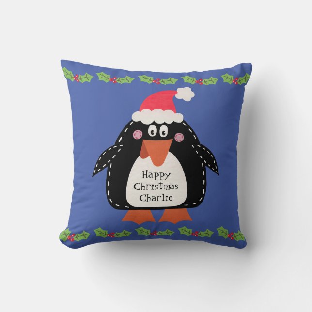Cojín Decorativo Pingüino Navidades personalizados (Anverso)