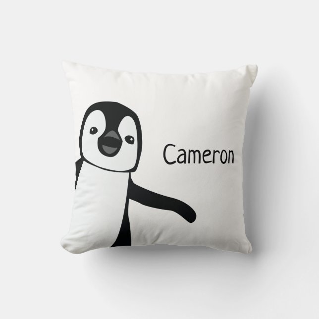 Cojín Decorativo Pingüino personalizado blanco y negro | Bebé (Anverso)