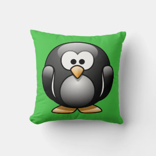 Cojín Decorativo Pingüino personalizado en verde brillante