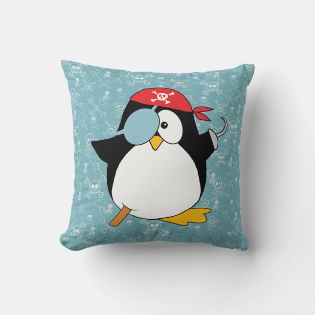 Cojín decorativo Pingüino Pirata (Anverso)
