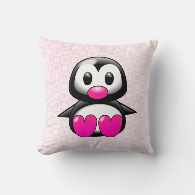 Cojín Decorativo Pingüino rosado (Anverso)