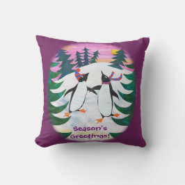 Cojín Decorativo Pingüinos De Patinaje Cuto Pingüino Fun Pillow