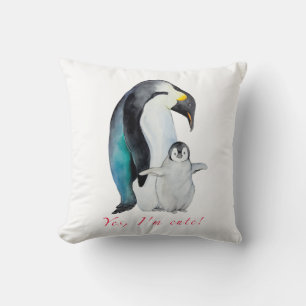 Cojín Decorativo Pingüinos emperadores de acuarela cutánea