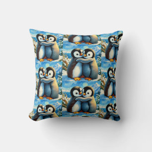Cojín Decorativo Pingüinos gemelos, pies felices abrazos