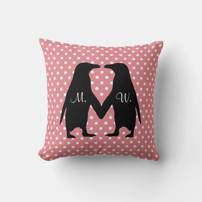Cojín Decorativo Pingüinos guapos - añada sus propias iniciales (Anverso)
