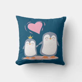Cojín Decorativo pingüinos lindos enamorados