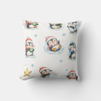 Cojín Decorativo Pingüinos Navideños Adorables