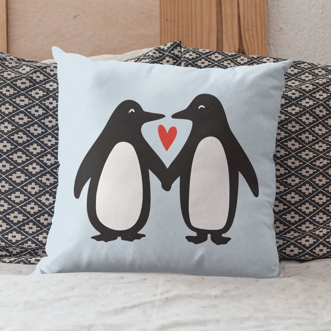 Cojín Decorativo Pingüinos sosteniendo una pareja de manos ricas (Subido por el creador)