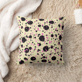 Cojín Decorativo Pink and Black Polka Dot Pattern