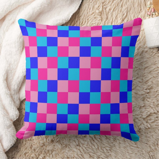 Cojín Decorativo Pink and Blue Checkered Print (Manta)